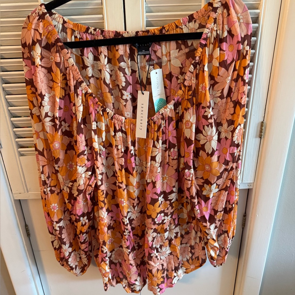 Sanctuary Floral Women's Blouse - Pink and Orange